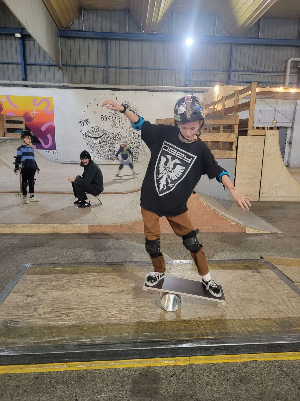 Rolla Bolla avec planche grip contreplaqué Noir et rouleau Aluminium pro 15cm