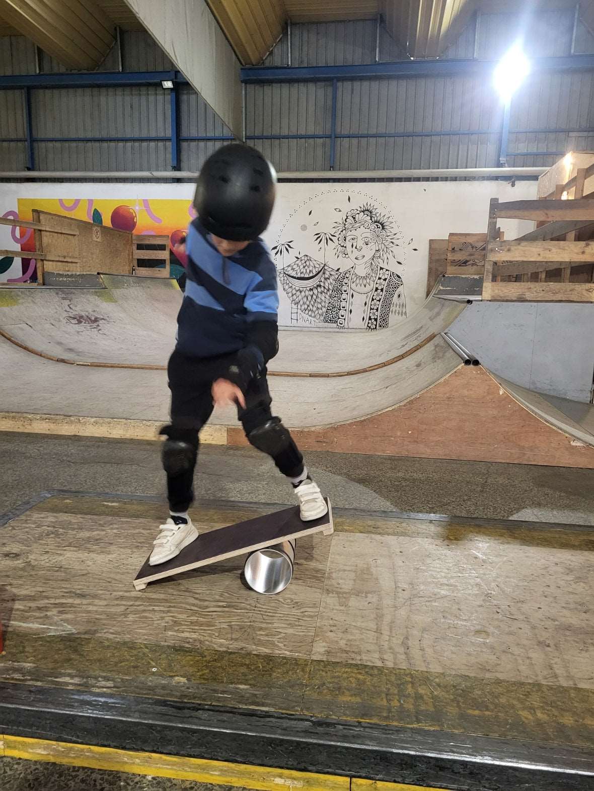 Rolla Bolla avec planche grip contreplaqué Noir et rouleau Aluminium pro 15cm