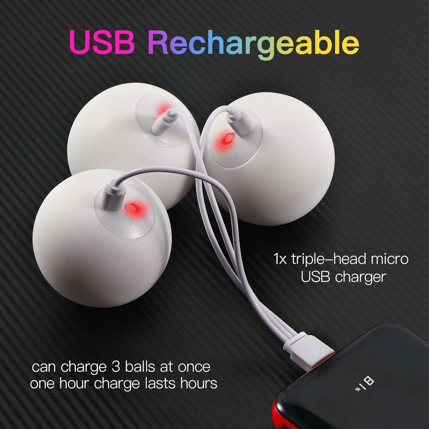 POITOI Balles de jonglage LED Balles de jonglage lumineuses rechargeables par USB (lot de 3)