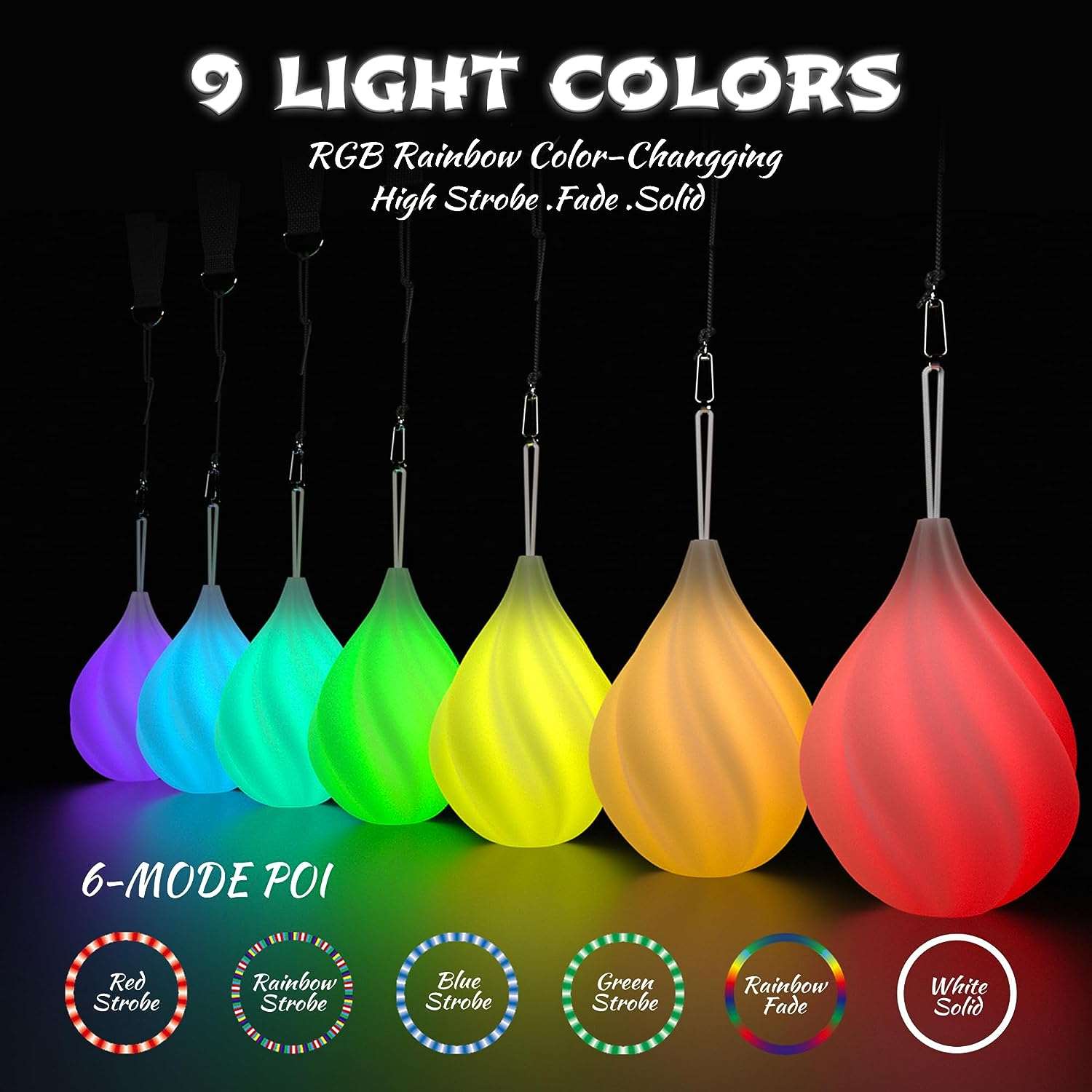 Papi Dada Boules Poi LED - Kit Poi Lumineux- 1 Paire de Poi Bolas Lumineuses pour Débutants et Professionnels