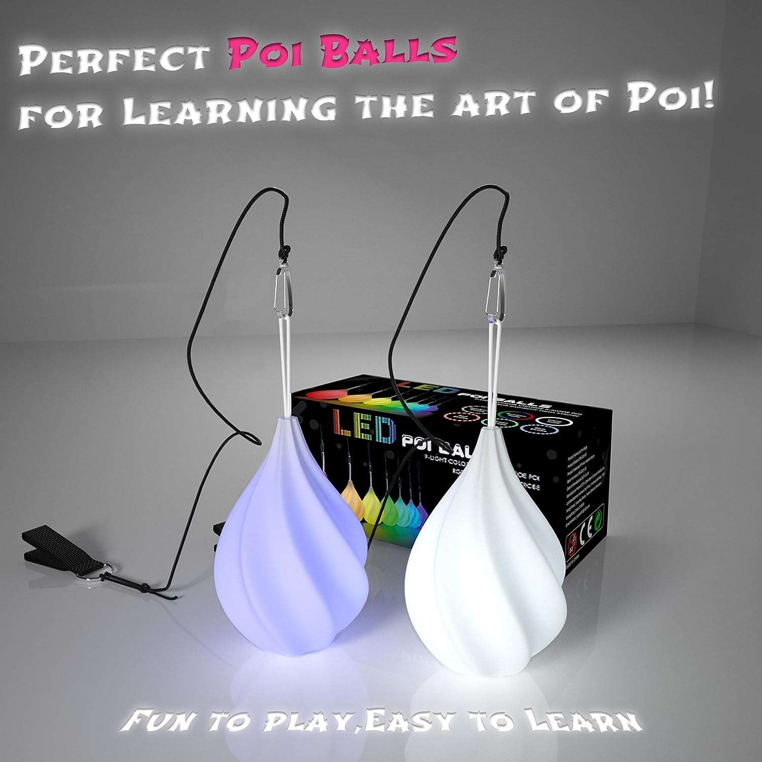 Papi Dada Boules Poi LED - Kit Poi Lumineux- 1 Paire de Poi Bolas Lumineuses pour Débutants et Professionnels