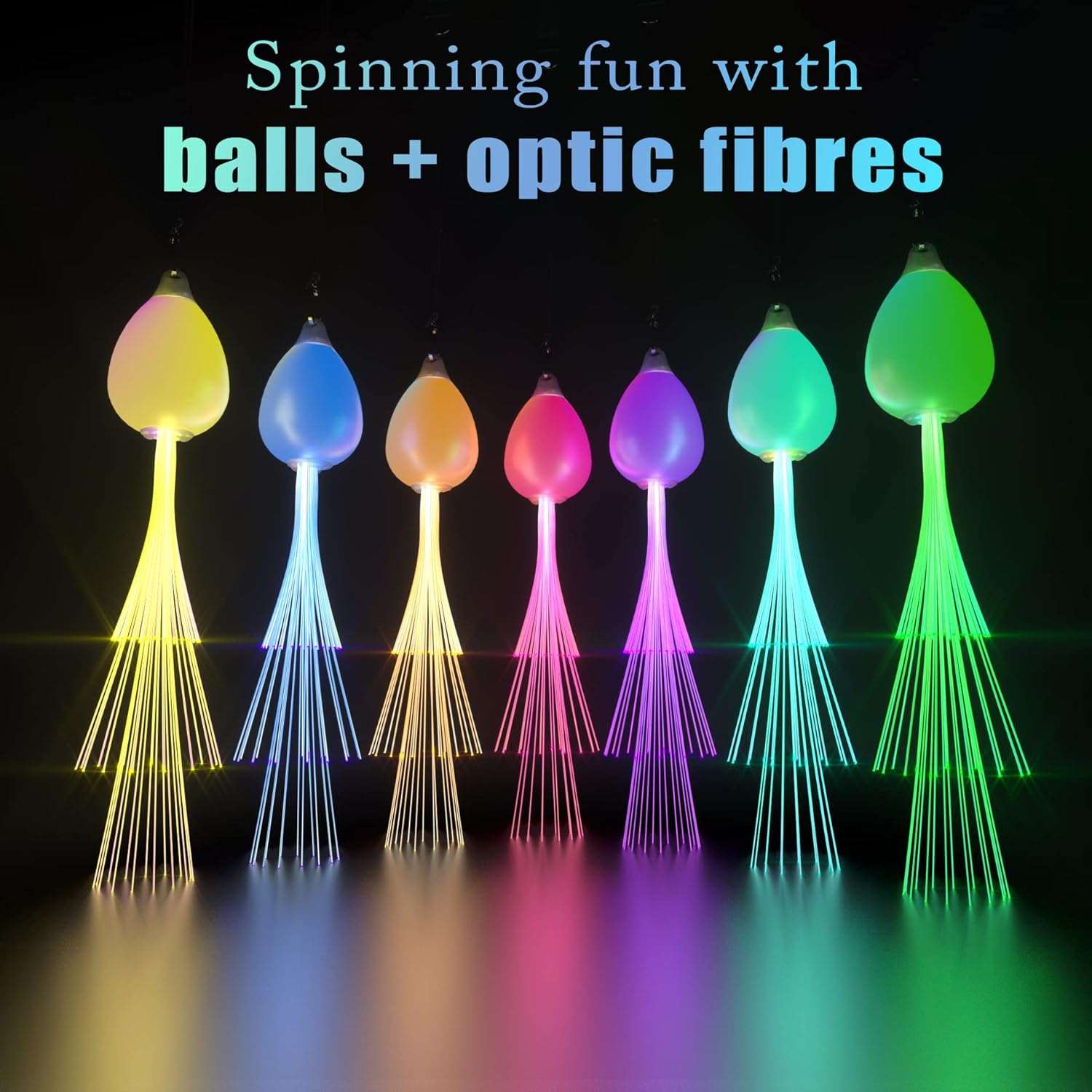 Papi Dada Boules Poi LED à Fibre Optique - Rechargeables USB- Kit Poi Lumineux- 1 Paire de Poi Bolas Lumineuses pour Débutants et Professionnels