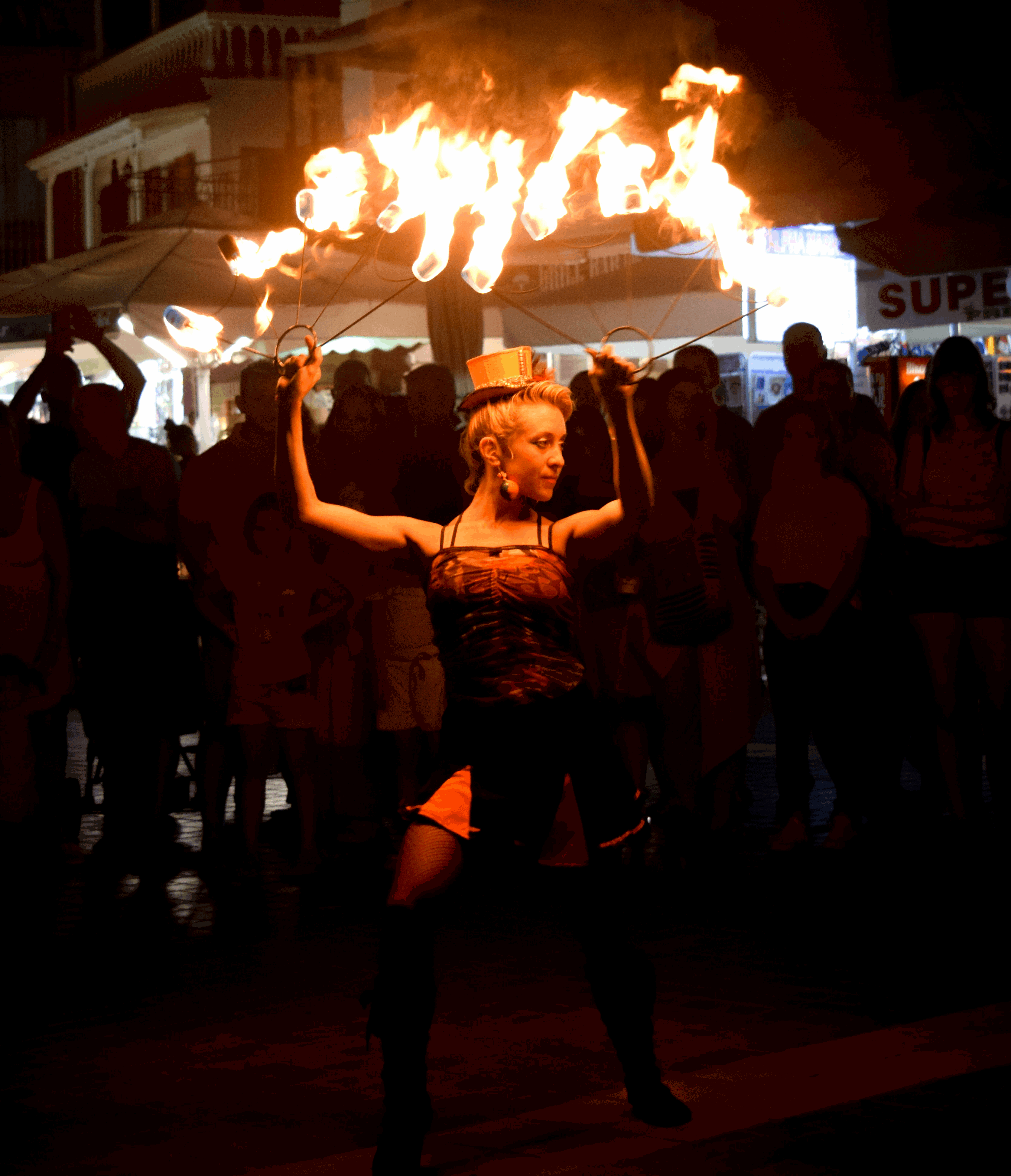 Paire d’éventails de feu anneaux large- Evantails russe