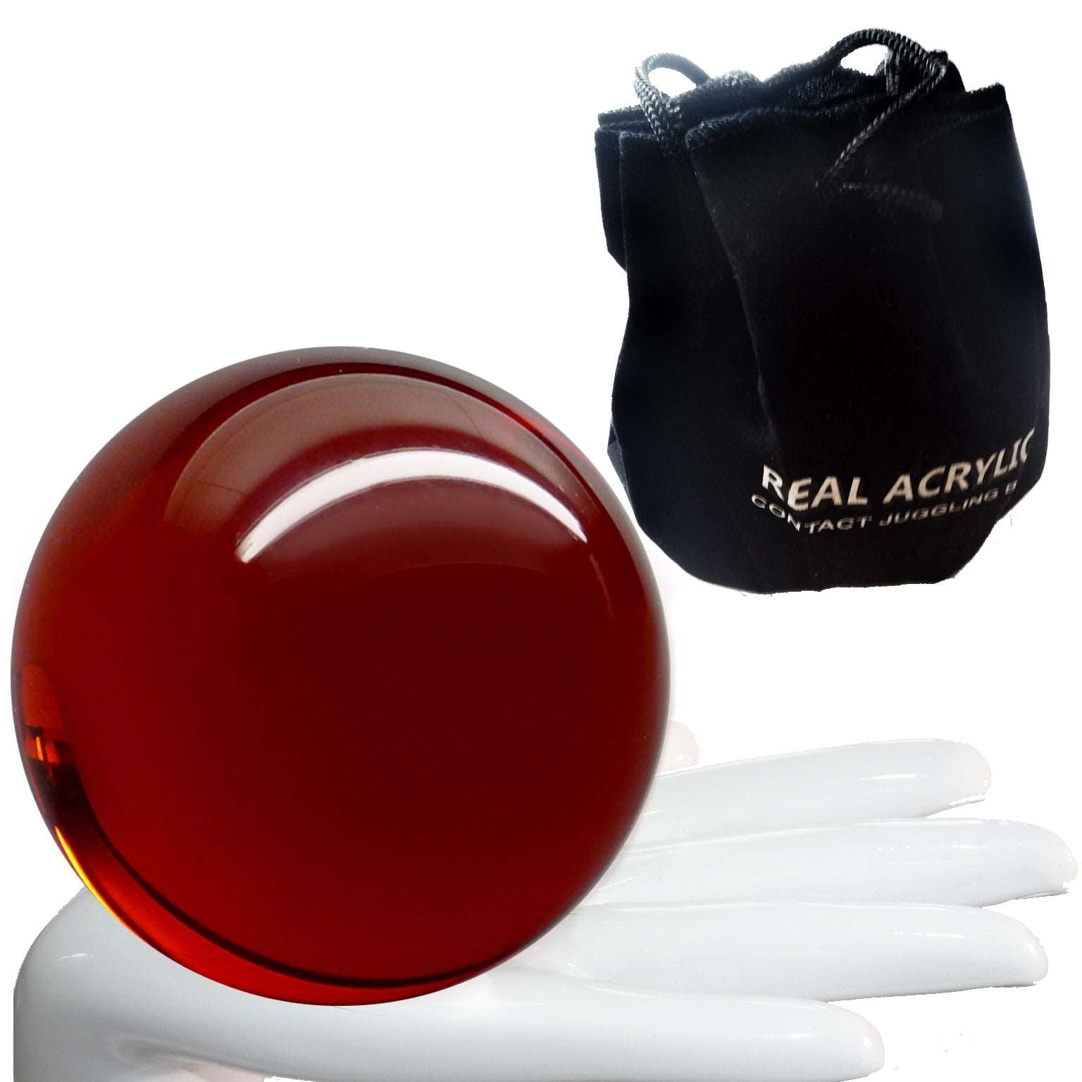 Balle de contact Acrylique Rouge Transparent 650g 100mm et étui de protection