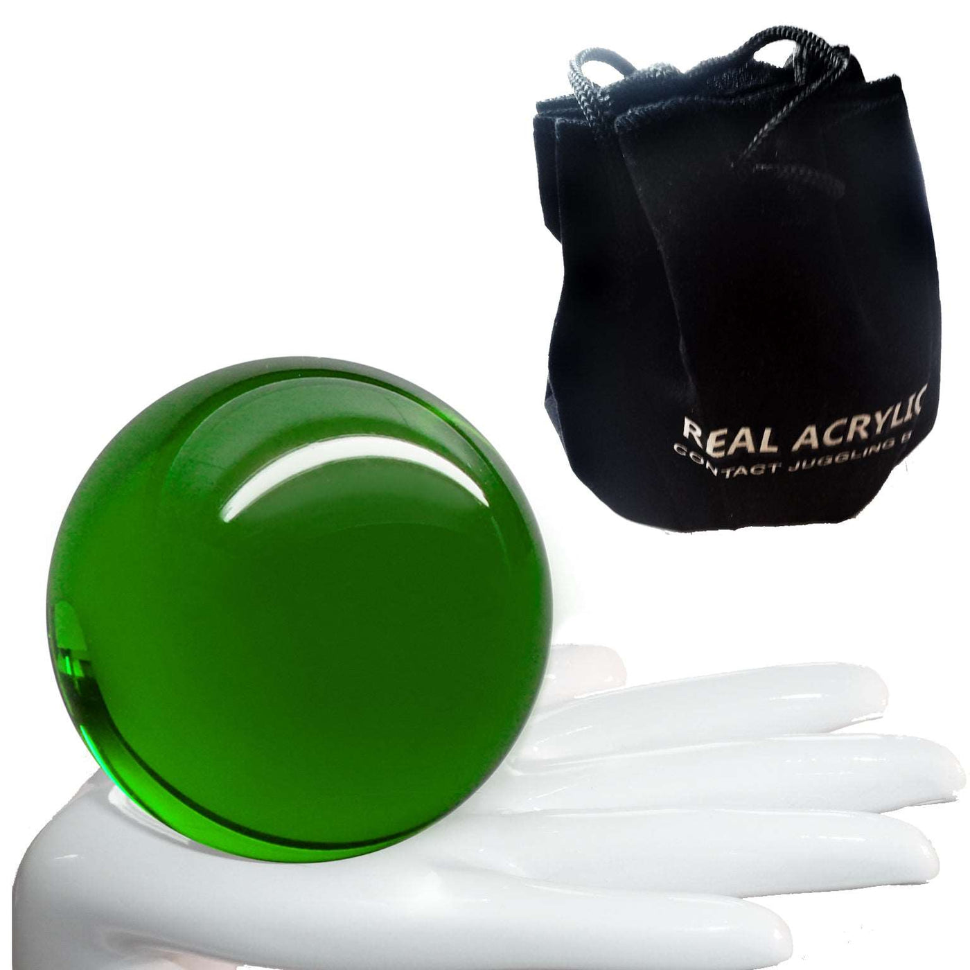 Balle de contact Acrylique Vert Transparent 76mm 190g et étui de protection