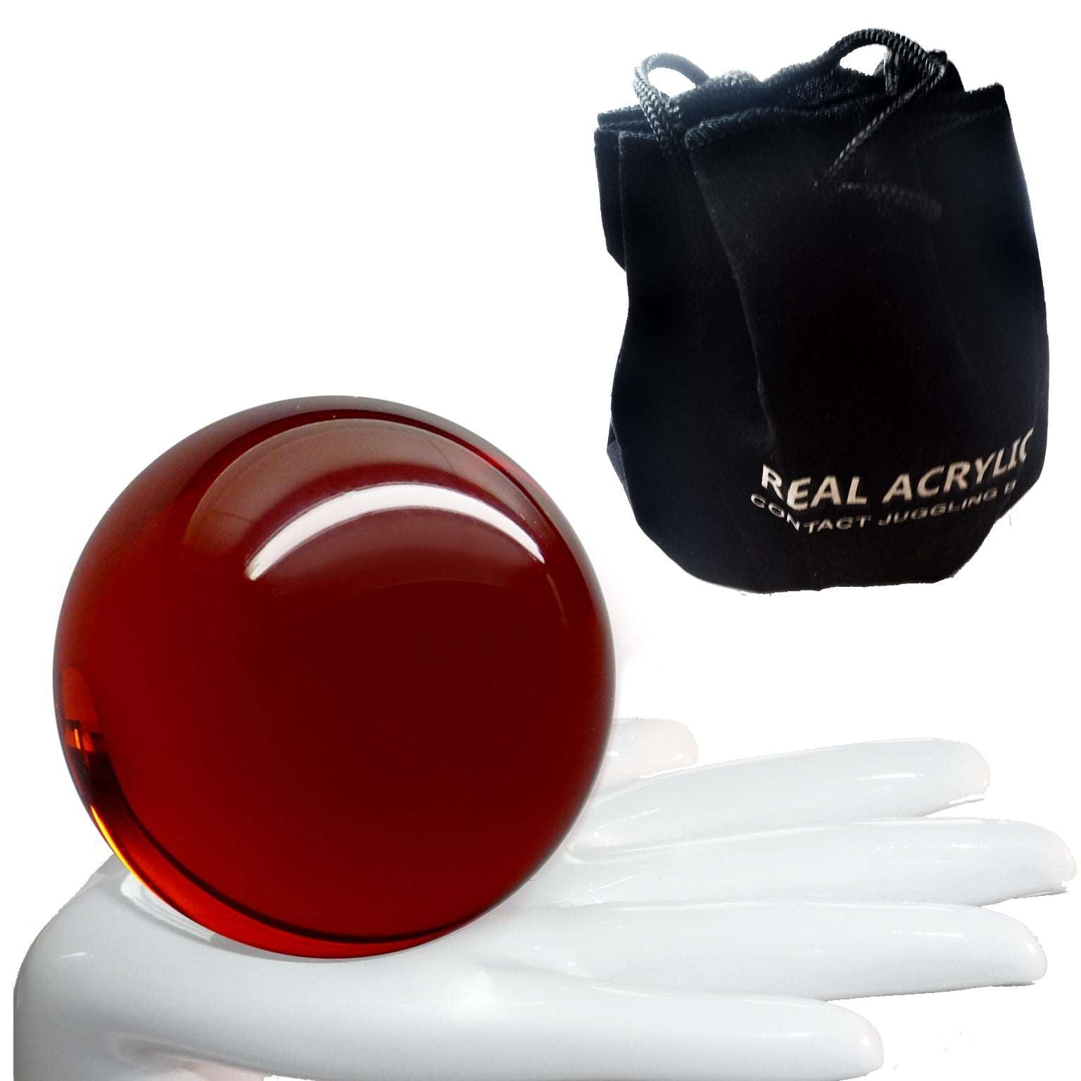 Balle de contact Acrylique Rouge Transparent 76mm 190g et étui de protection