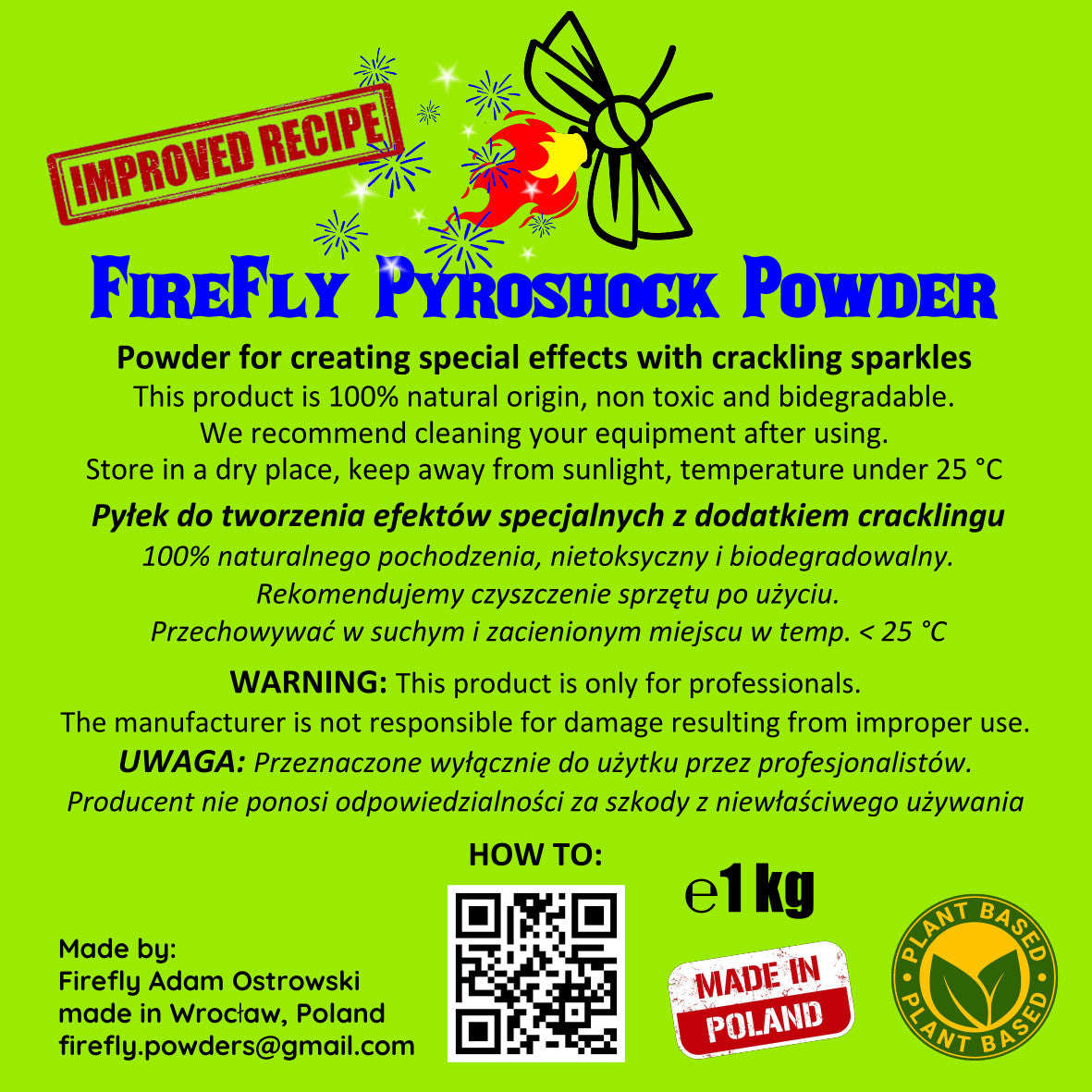 FireFly Pyroshock Powder – Poudre argentée à étincelles intenses avec reflets bleutés 1 KG)