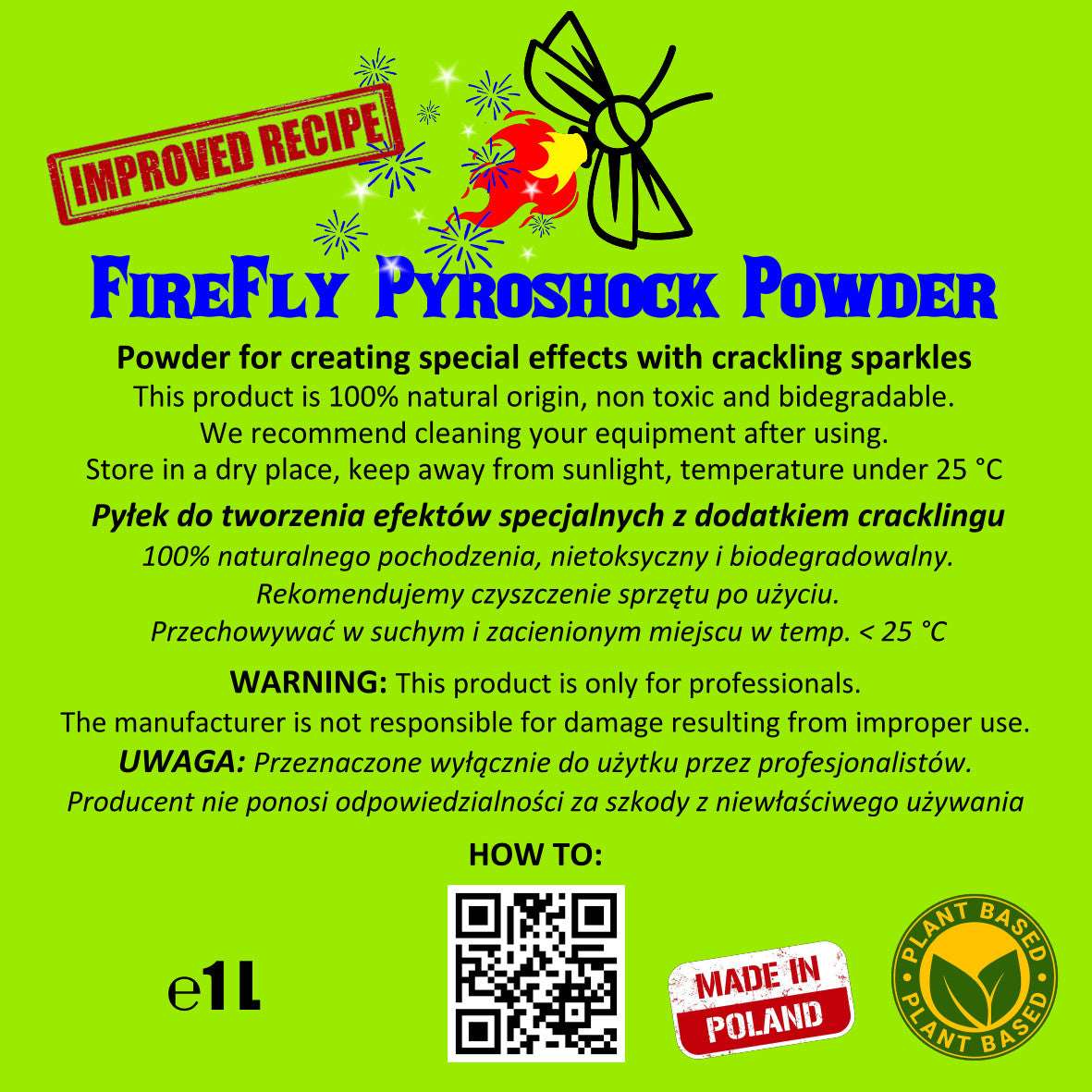 FireFly Pyroshock Powder – Poudre argentée à étincelles intenses avec reflets bleutés 1 LITRE