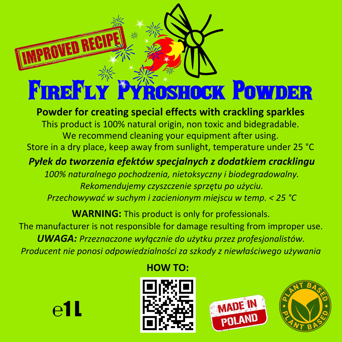 FireFly Pyroshock Powder – Poudre argentée à étincelles intenses avec reflets bleutés 1 LITRE