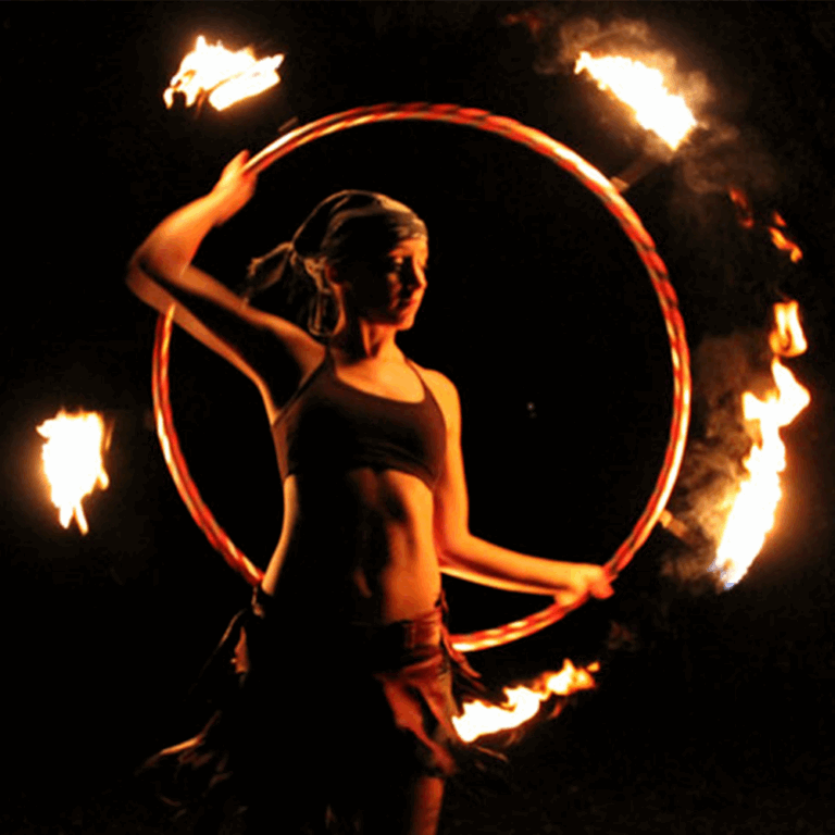 FNG Hula-Hoop de feu pliable 90cm avec 5 mèches