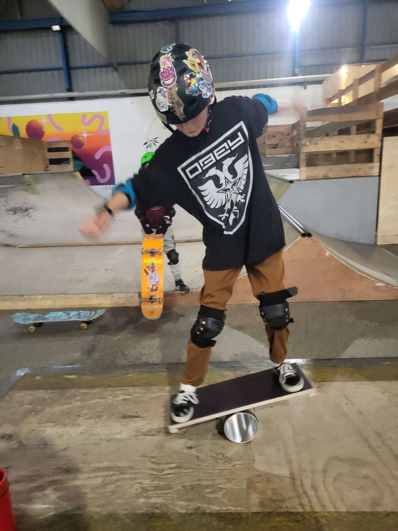 Rolla Bolla avec planche grip contreplaqué Noir et rouleau Aluminium pro 15cm