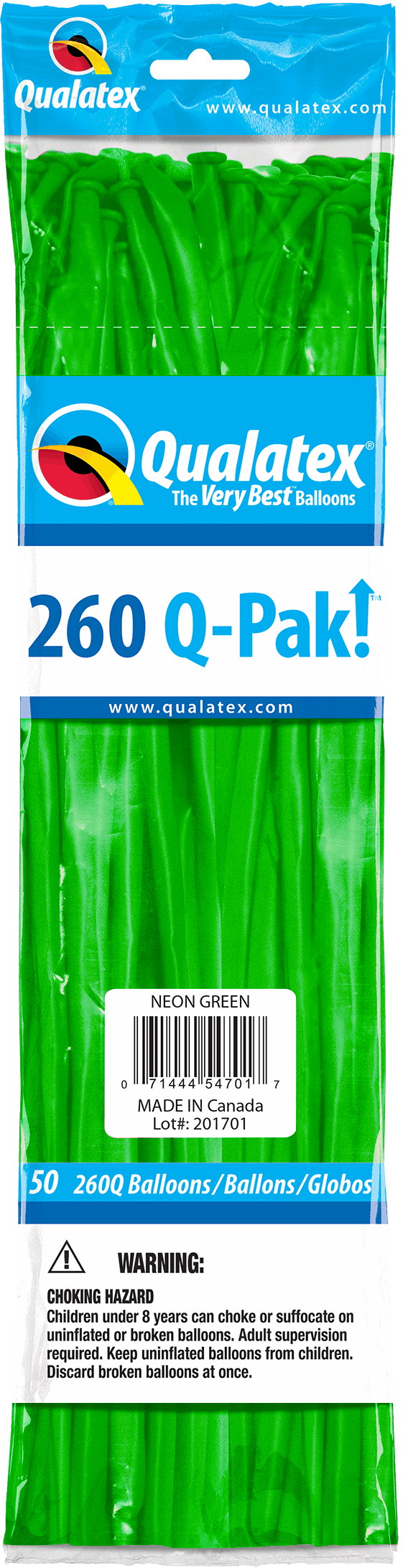 Q-Pak Poche de 50 ballons 260Q Qualatex 100% biodégradables