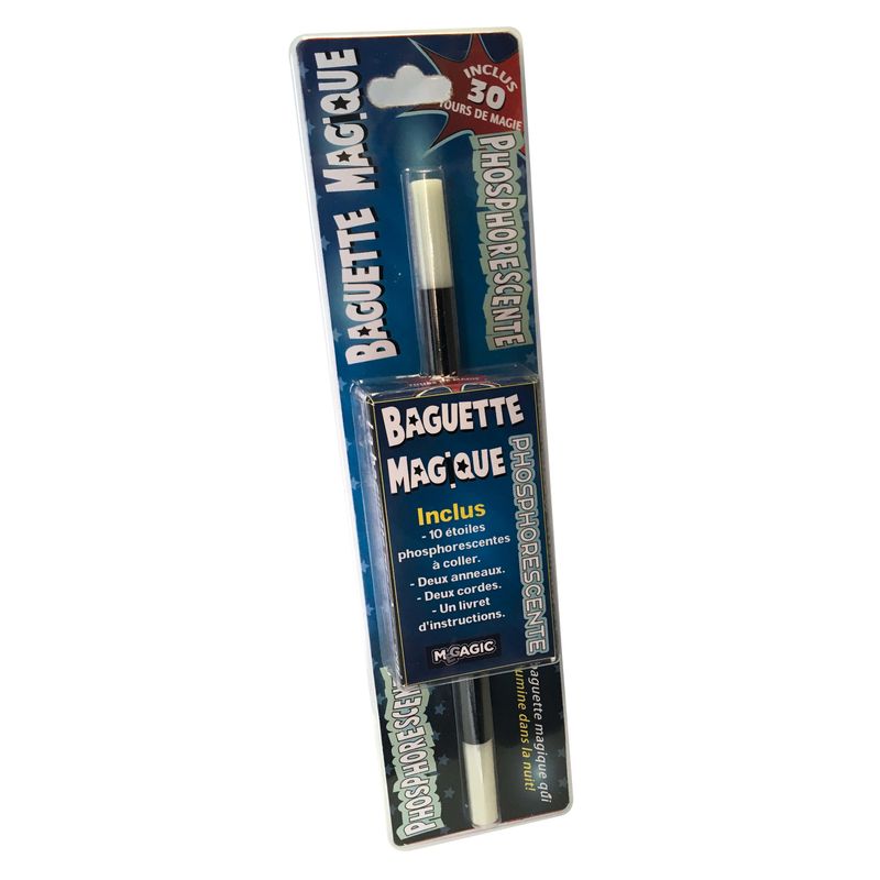 Baguette magique phosphorescente + accessoires + 30 tours de magie