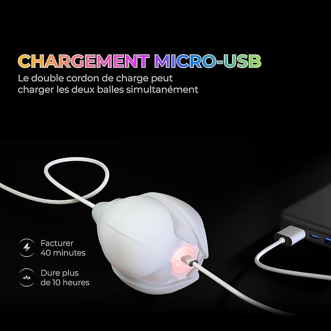 Paire de bolas Poi Lumineux rechargables USB et télécommande + poingées lumineuses