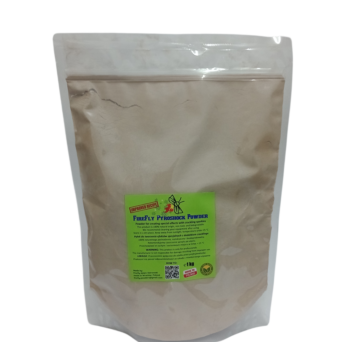 FireFly Pyroshock Powder – Poudre argentée à étincelles intenses avec reflets bleutés 1 KG)