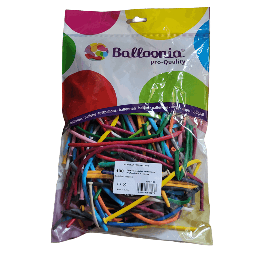 100 ballons à modeler 160 assortiment Balloonia (Spagetti)
