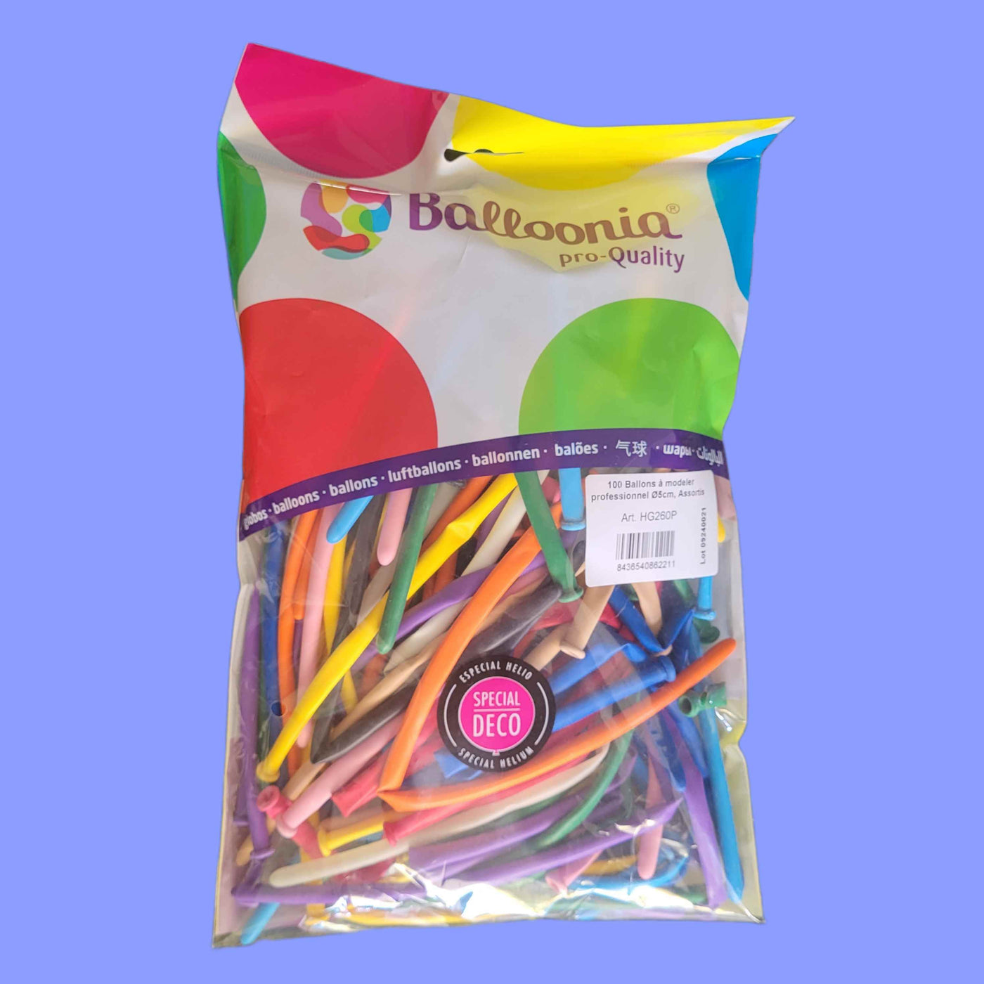 100 ballons à modeler 260 assortiment Balloonia