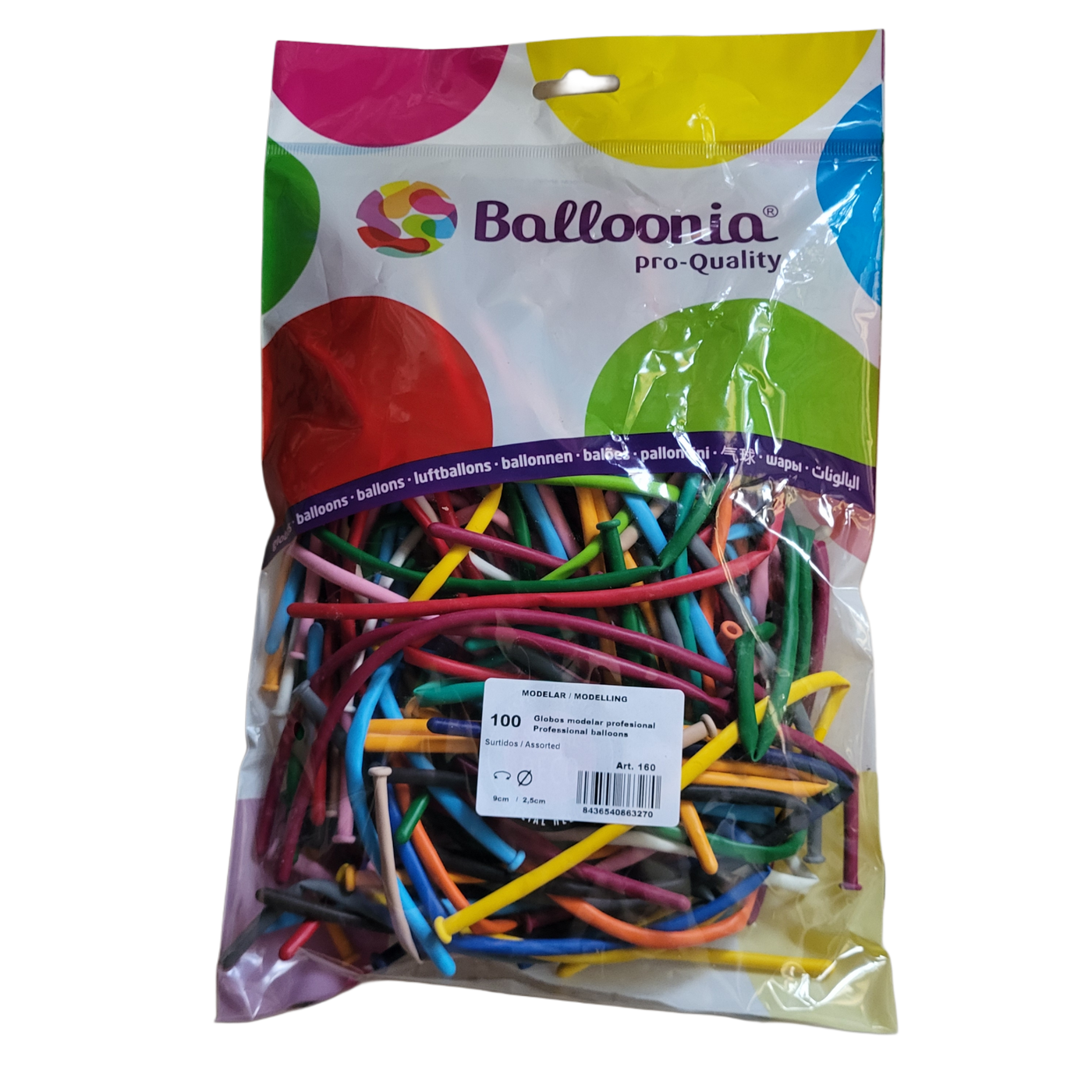 100 ballons à modeler 160 assortiment Balloonia (Spagetti)