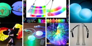PLLYPE LED Poi Balls 2PCS - Bolas Lumineuses Jonglage Avec Effets Arc-en-Ciel Et Stroboscopique