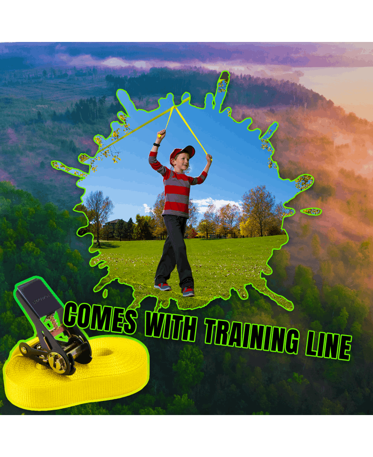 Slackline Orangutan 15m avec protecteur d'arbre et ligne d'entraînement Slackline Orangutan