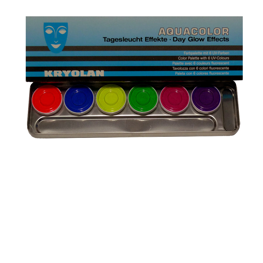 Palette maquillage aqua kryolan 20ml  6 couleurs fluorescentes