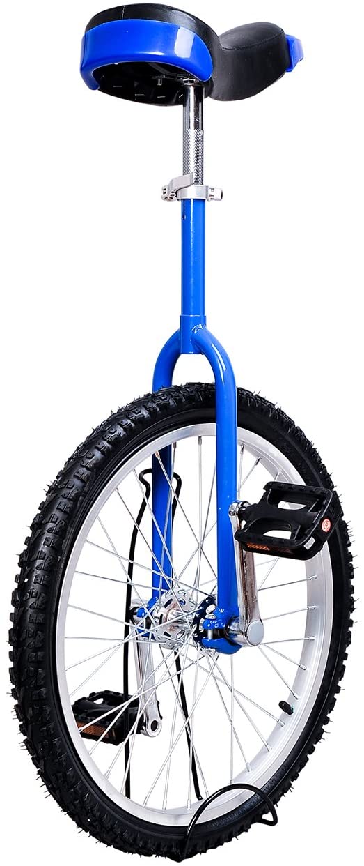 20 inch (50cm) blue unicycle. Recommended for ages 9 to 17.