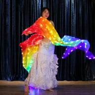 Paire d'Eventails de danse -100% soie-LED lumineux à piles