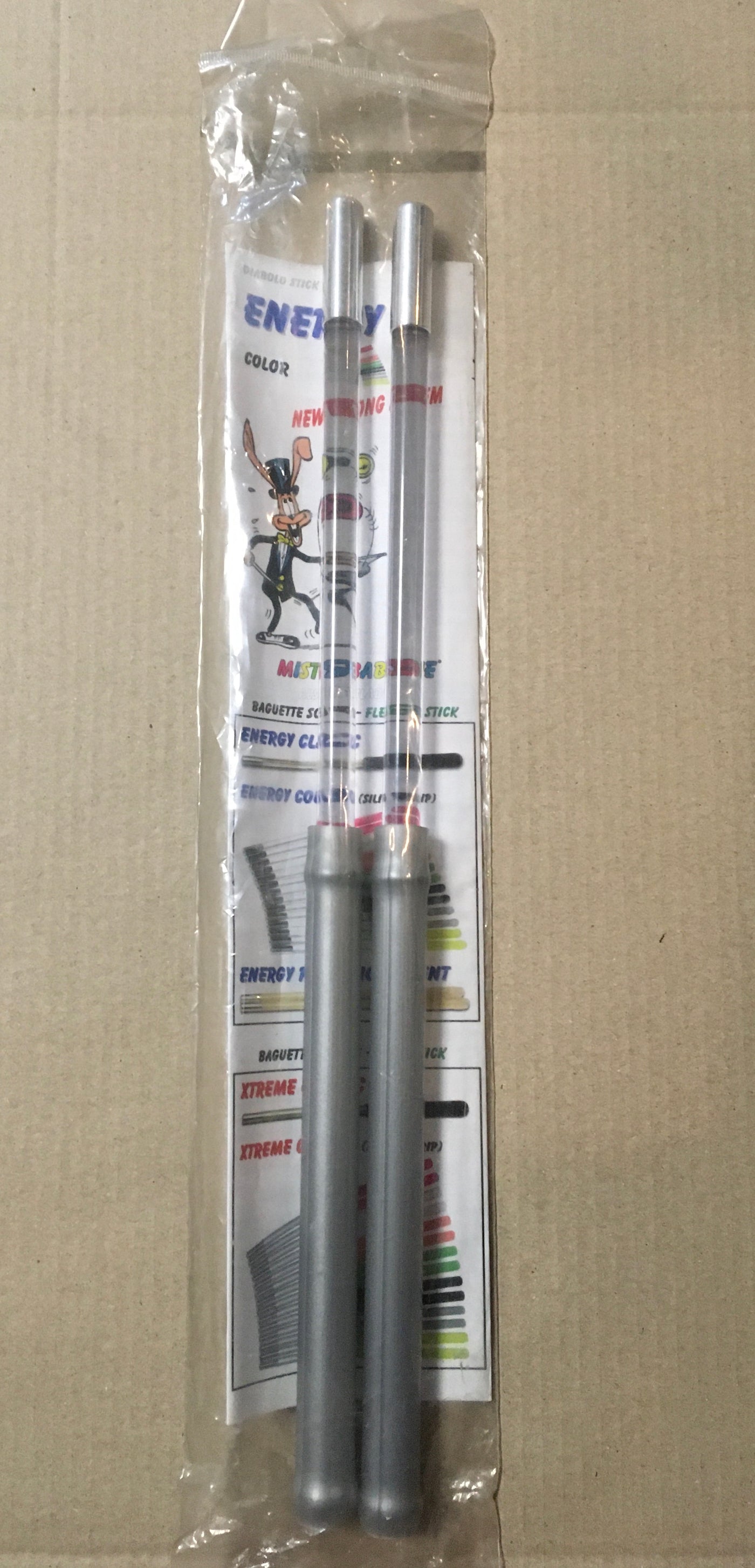 Pair of mister babache transparent energy diabolo chopsticks-Silver - SL