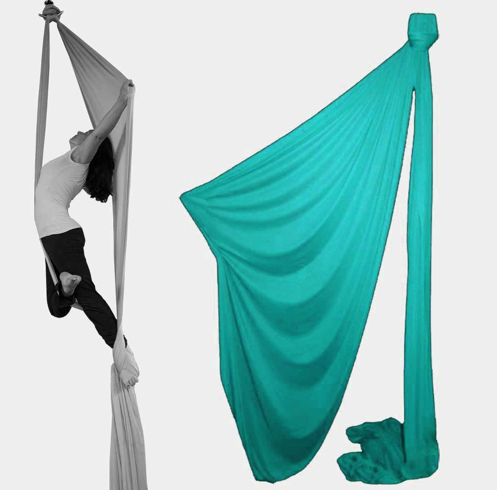 Turquoise aerial fabric, durable and tear-proof. Length 8m x 160cm. 100% Polyester.