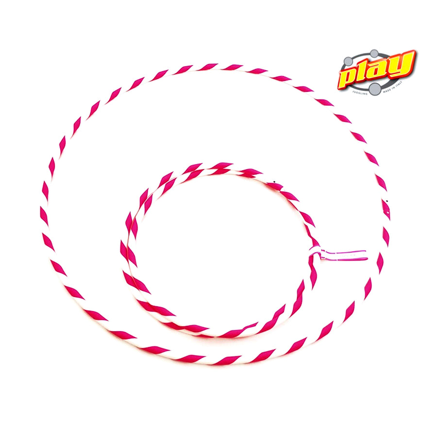 Perfect Hula hoop Play decorated diam 16mm/85cm WHITE plastic with ribbon-Pink - P