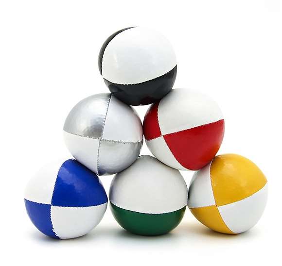 FIRST LOISIRS Lot de 12 Balles à grains de jonglage + explications, en cuir  PU cousu, diamètre 6 cm