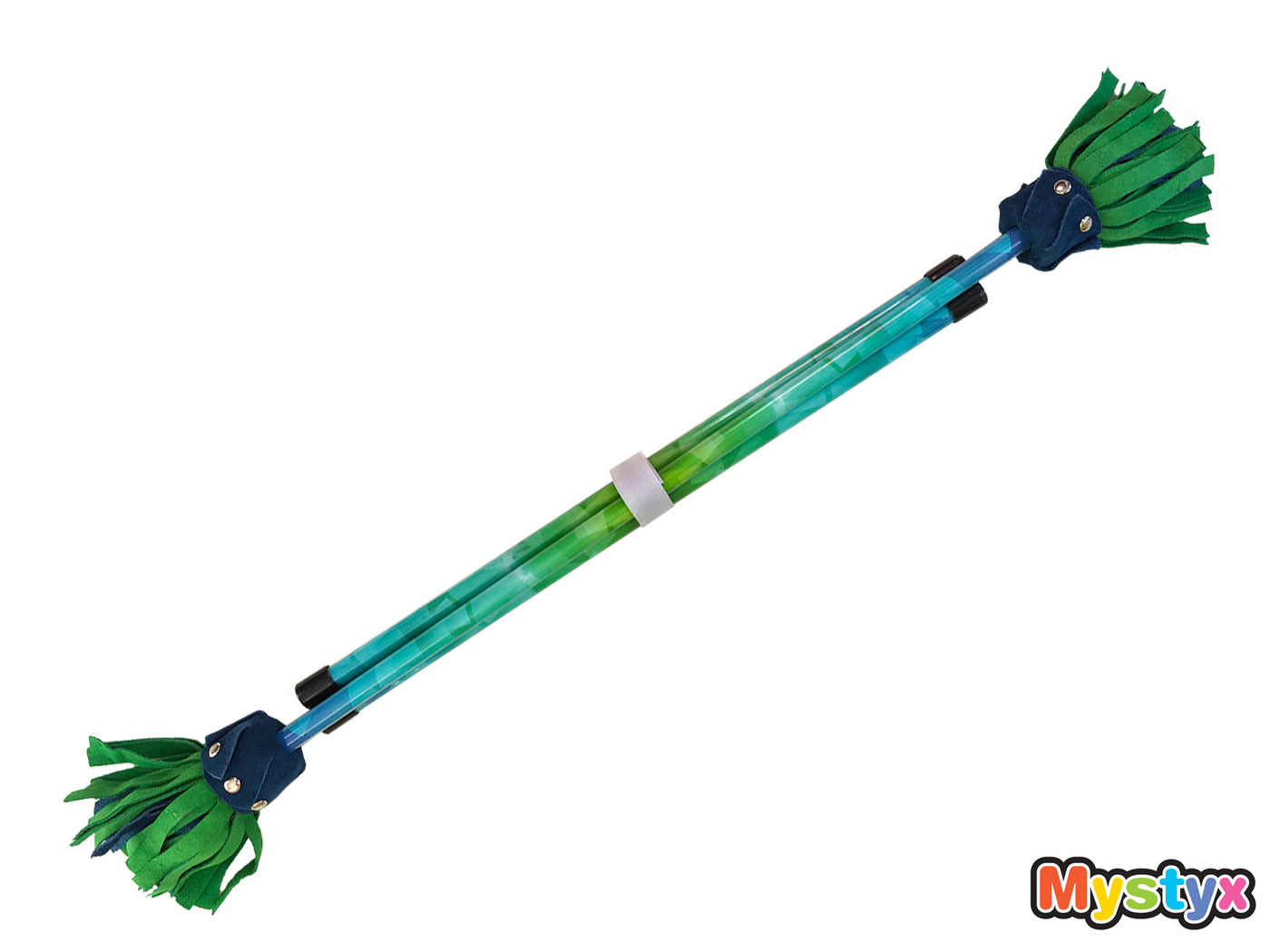 MyStyx Devil's stick / flower stick in silicone and leather - Pattern Blue Green Squares - Complete kit