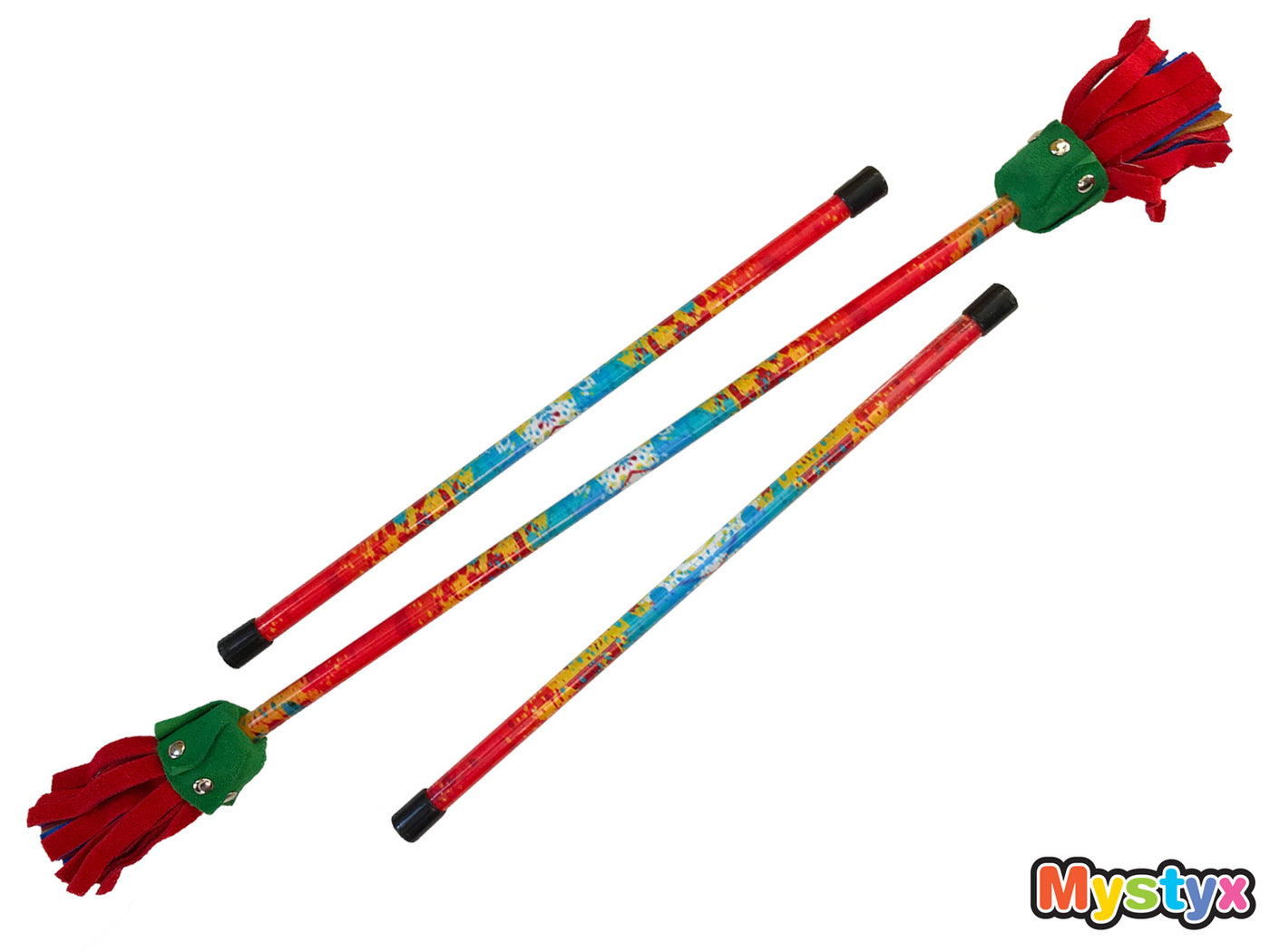 MyStyx bâton du diable / bâton fleur en silicone et cuir - Motif Splash de couleurs - Kit complet