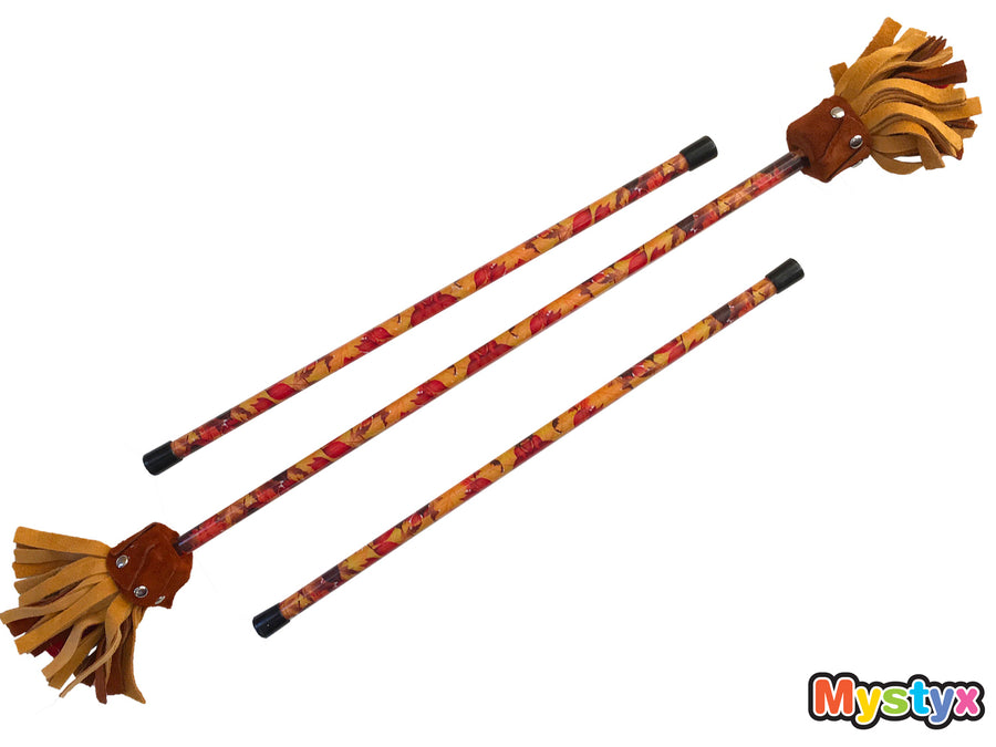 MyStyx bâton du diable / bâton fleur en silicone et cuir - Motif feuilles - Kit complet