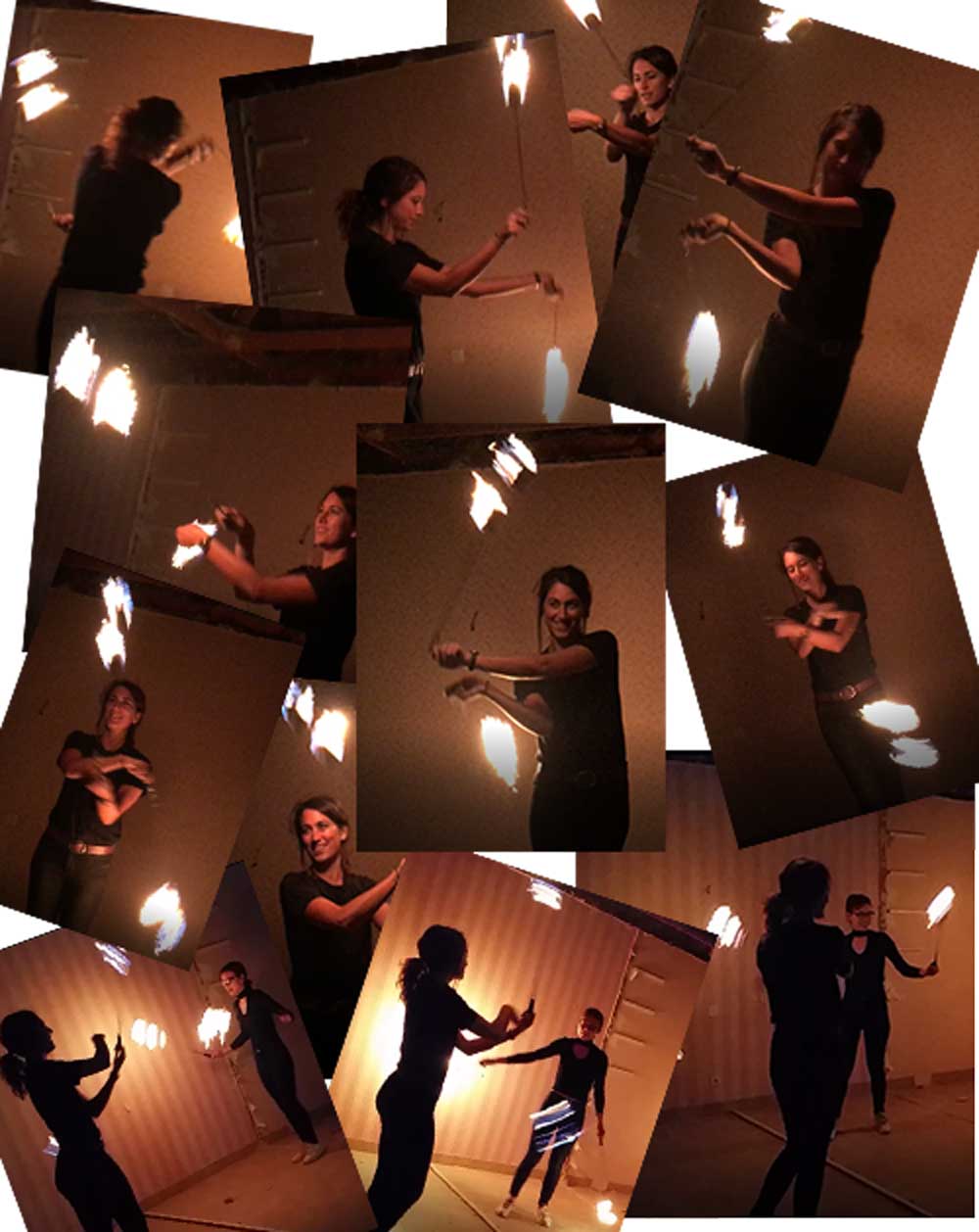 Paire de Bolas de feu pro Double + Extincteur - Mèches Kevlar 4 x 5cmx75cm - Double Poignées - Emerillon à roulement - maillon rapide - chaîne soudée