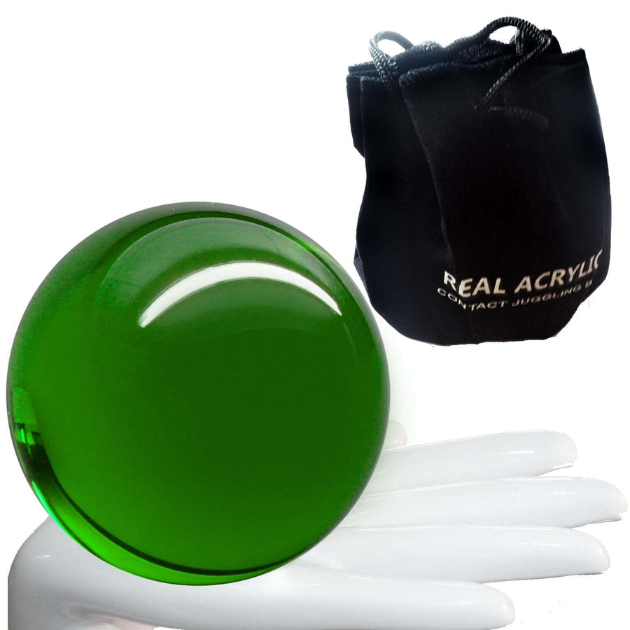 Balle de contact Acrylique Vert Transparent 100mm 650g et étui de protection