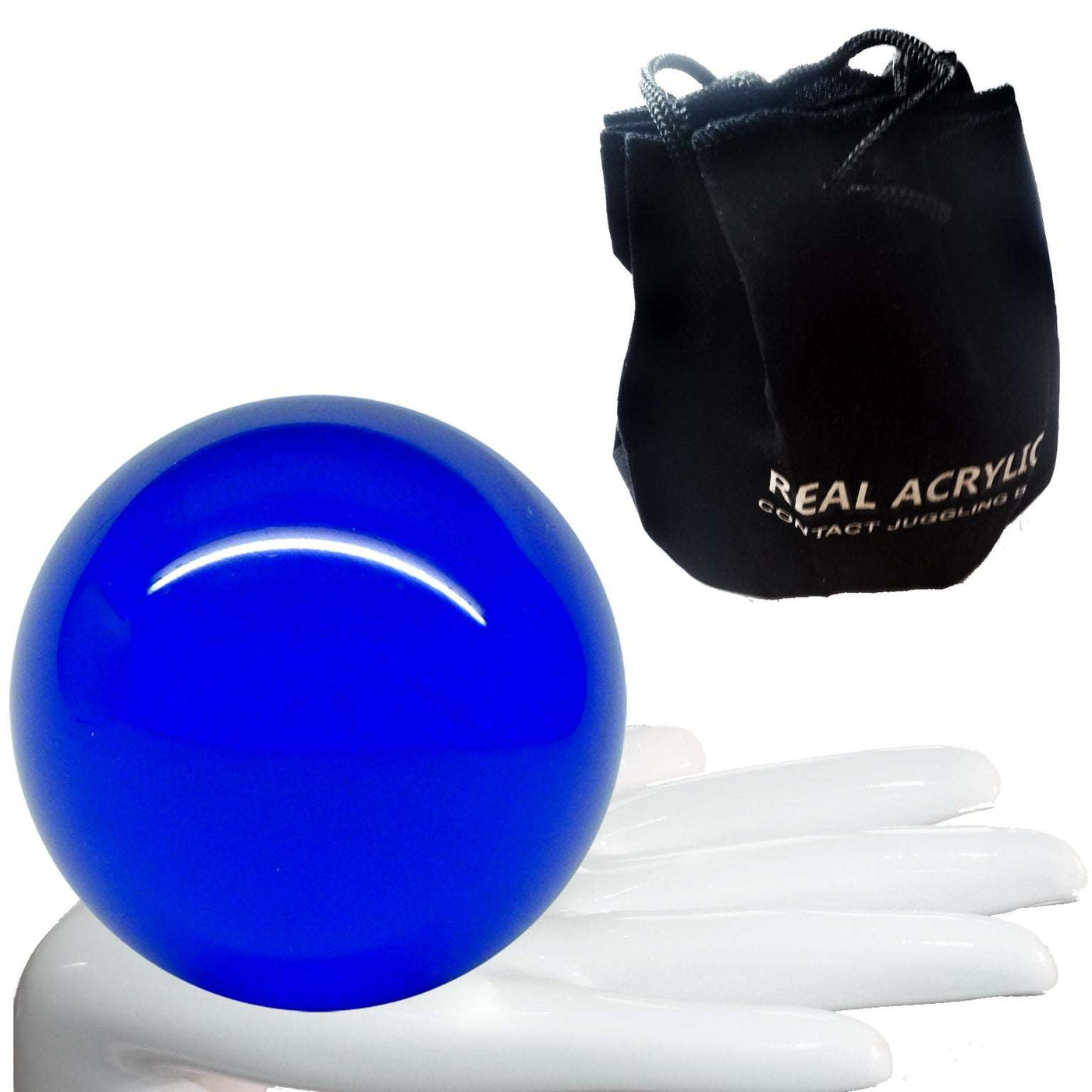 Balle de contact Acrylique Bleu Transparent 90mm 520g et étui de protection